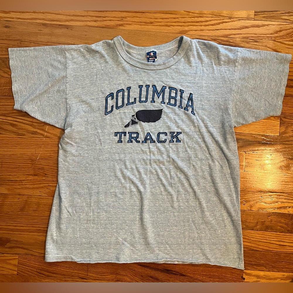 Vintage 90’s Champion Columbia University Collegiate Track Short Sleeve Shirt